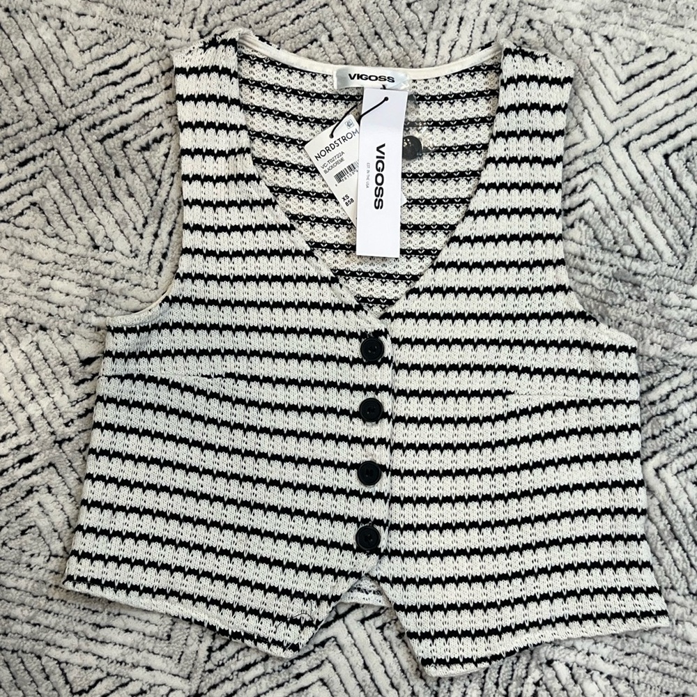 Vigoss Black and White Striped Crop Top